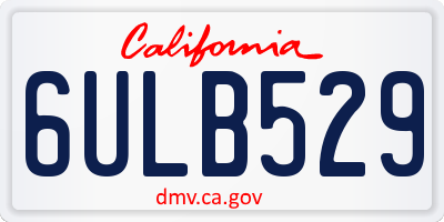 CA license plate 6ULB529