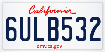 CA license plate 6ULB532