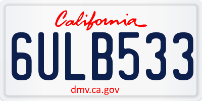 CA license plate 6ULB533