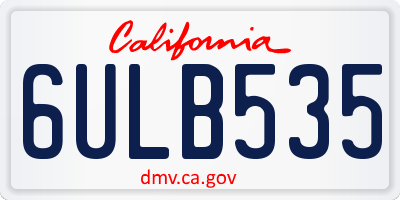 CA license plate 6ULB535