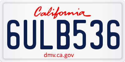 CA license plate 6ULB536