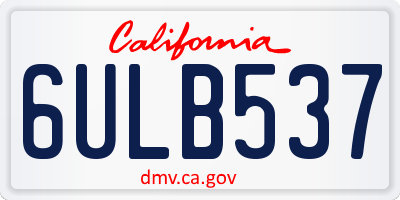 CA license plate 6ULB537