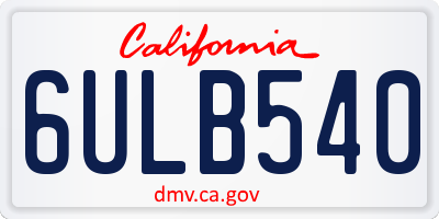 CA license plate 6ULB540