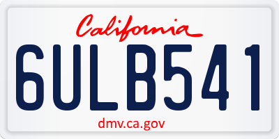 CA license plate 6ULB541