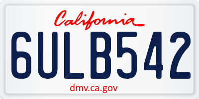 CA license plate 6ULB542