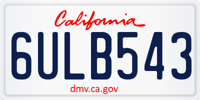 CA license plate 6ULB543