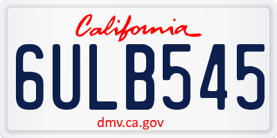 CA license plate 6ULB545