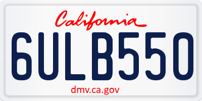 CA license plate 6ULB550