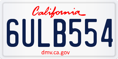 CA license plate 6ULB554
