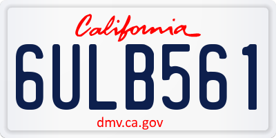 CA license plate 6ULB561
