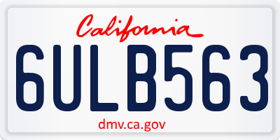 CA license plate 6ULB563