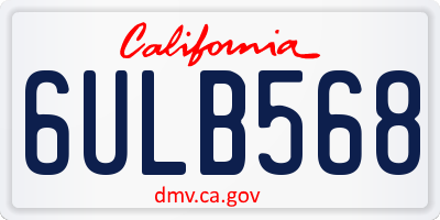 CA license plate 6ULB568