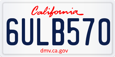 CA license plate 6ULB570