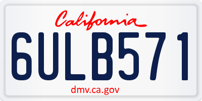 CA license plate 6ULB571