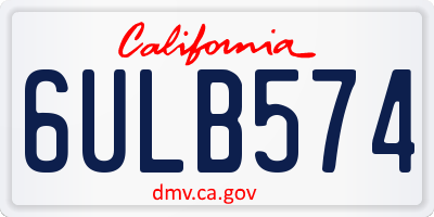 CA license plate 6ULB574
