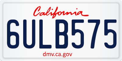 CA license plate 6ULB575