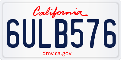 CA license plate 6ULB576