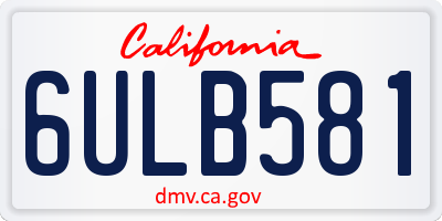 CA license plate 6ULB581