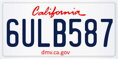 CA license plate 6ULB587