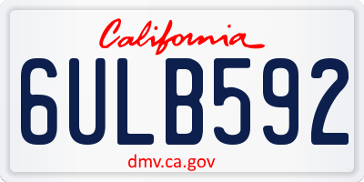 CA license plate 6ULB592