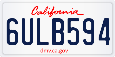 CA license plate 6ULB594