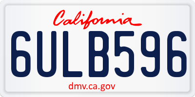 CA license plate 6ULB596