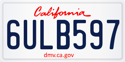 CA license plate 6ULB597