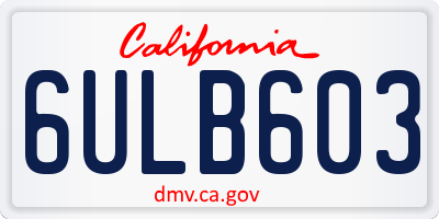 CA license plate 6ULB603