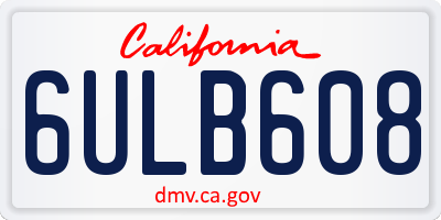 CA license plate 6ULB608