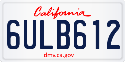 CA license plate 6ULB612