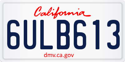 CA license plate 6ULB613