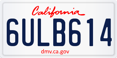 CA license plate 6ULB614