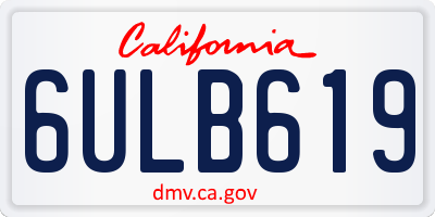 CA license plate 6ULB619