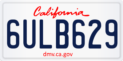 CA license plate 6ULB629