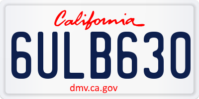 CA license plate 6ULB630