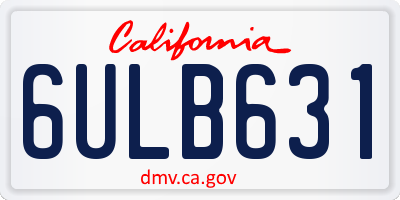 CA license plate 6ULB631