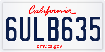 CA license plate 6ULB635