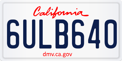 CA license plate 6ULB640