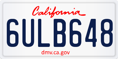 CA license plate 6ULB648