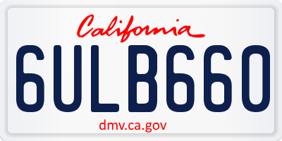 CA license plate 6ULB660