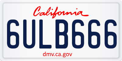 CA license plate 6ULB666