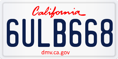 CA license plate 6ULB668