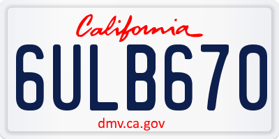 CA license plate 6ULB670
