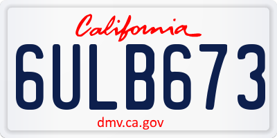 CA license plate 6ULB673