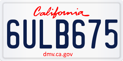 CA license plate 6ULB675
