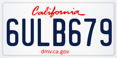 CA license plate 6ULB679