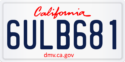 CA license plate 6ULB681