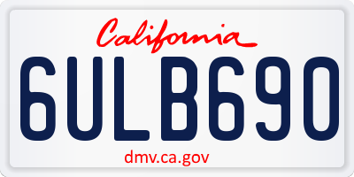 CA license plate 6ULB690