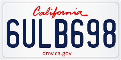 CA license plate 6ULB698