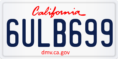 CA license plate 6ULB699